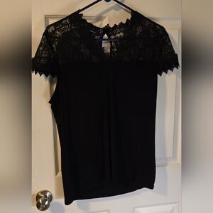 INC International Concepts Black Lace Blouse